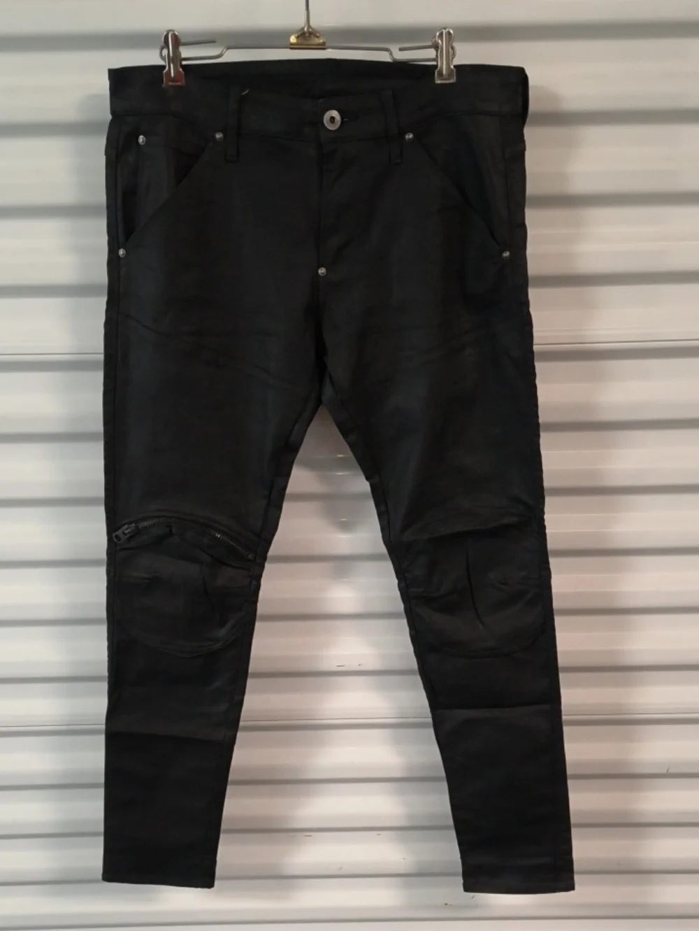G-Star RAW 5620 3D Zip Knee Skinny Jeans Black Waxed Finish 33 x 32